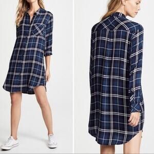 Rails Shirtdress Women’s Small Plaid Flannel Button Front Long Sleeve Metallic